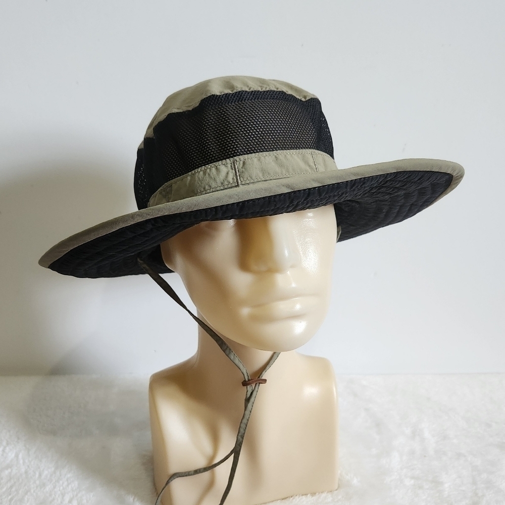 Columbia Olive Green Black Mesh Fishing Hiking Boonie Bucket Brim Hat Unisex